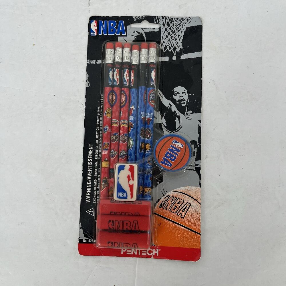 NBA Pentech 1999 Student Pack Pencils Eraser Sharpener Comfort Grip NWT